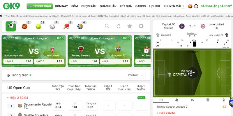 Giao diện trang chủ đăng nhập chính thức